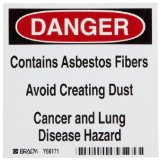 Brady 60240 4″ Height, 4″ Width, Self-Adhesive Vinyl, Black And Red On White Asbestos Label, Legend “Danger, Contains Asbestos Fibers Avoid Creating Dust Cancer And Lung Disease Hazard”(Pack Of 100)