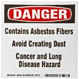 Brady 60242 6″ Width x 6″ Height Self-Adhesive Vinyl, Black, Red on White Asbestos Label, Legend “Danger Contains Asbestos Fibers Avoid Creating Dust Cancer and Lung Disease Hazard” (Pack of 100)