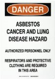 Brady 74520 14″ Width x 20″ Height B-120 Premium Fiberglass, Black and Red on White Chemical and Hazardous Materials “Danger” Sign, Legend “Asbestos Cancer and Lung Disease Hazard Authorized Personnel Only Respirators and Protective Clothing are Required in this Area”