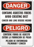 Danger: Contains Asbestos Fibers Avoid Creating Dust – Cancer and Lung Disease Sign, 14″ x 10″